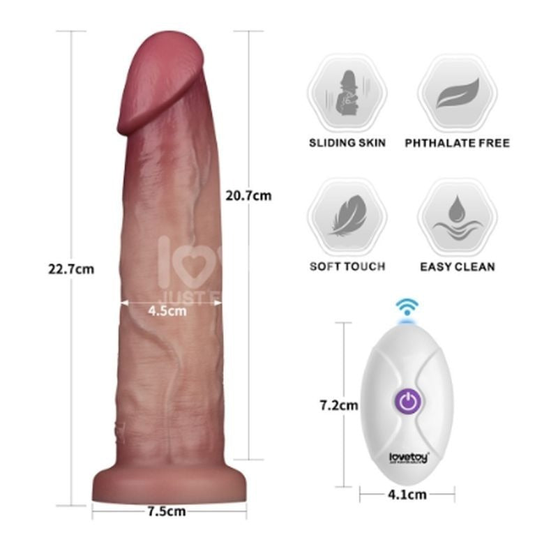 8.5" Vibrating Silicone Dong Remote by Lovetoy - Vibrating Dildos