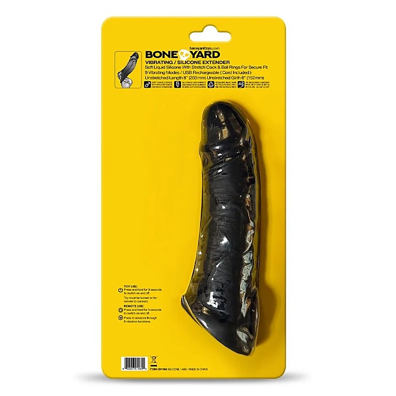 Boneyard Vibrating Silicone Penis Extender by C1R Releasing - Penis Sleeves and Extenders