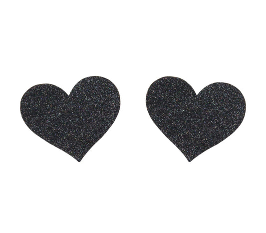 Love In Leather Glitter Heart Womens Nipple Covers
