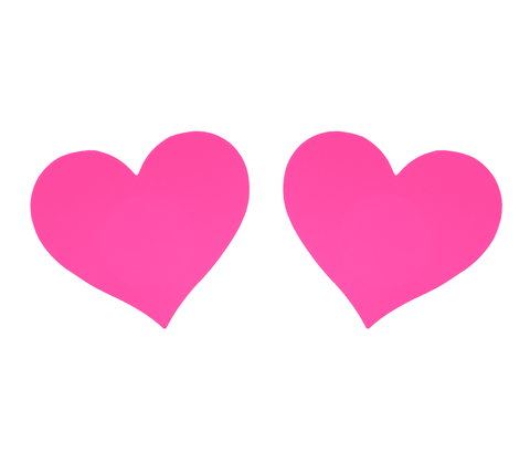Neon Pink Heart Nipple Pasties by Love In Leather - Breast and Nipple Toys