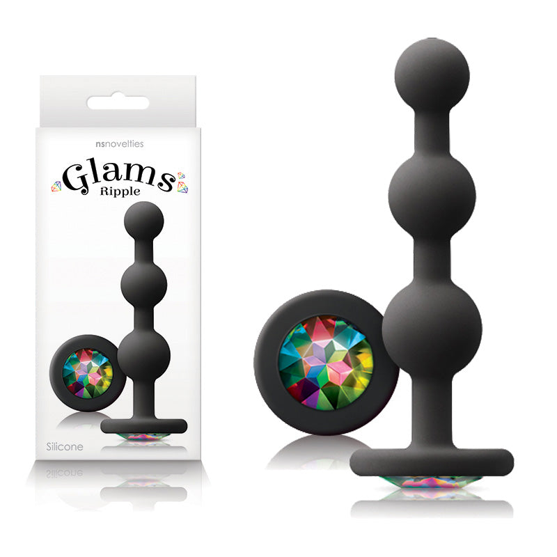 NS Novelties Glams Ripple Butt Plug with Rainbow Gem Base - Butt Plugs