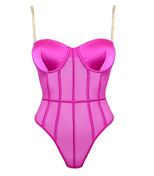 Muse Lingerie Soft Pink Mesh Sexy Womens Bodysuit