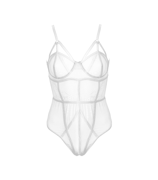 Muse Lingerie BDSM Play Sexy Womens Bodysuit White
