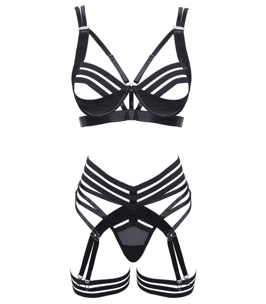 Muse Fetish Play Sexy Womens Lingerie Set Black