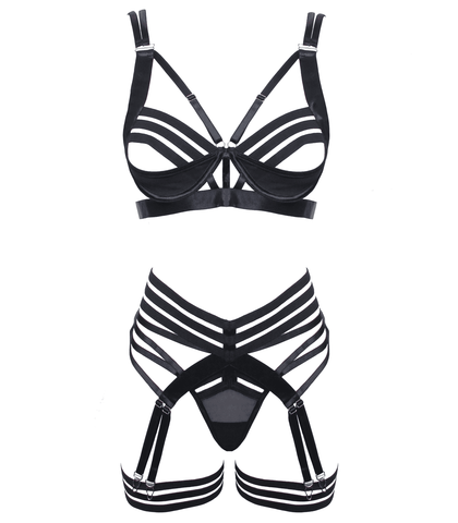 Fetish Play Sexy Womens Lingerie Set Black by Muse - Her Fetish