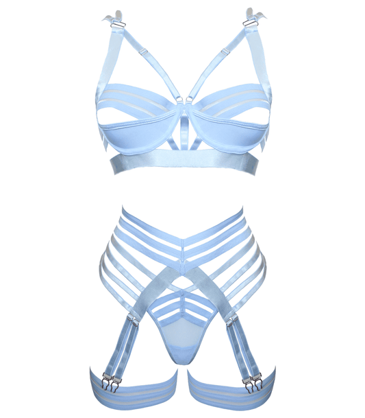 Muse Fetish Play Sexy Womens Lingerie Set Blue
