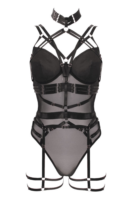 Muse Lingerie 3 Piece Bodysuit With Elastic Brace Top