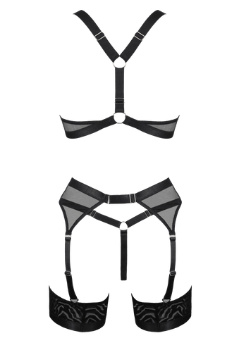 5 Piece Fetish Play Sexy Womens Lingeri Set Black by Muse - Her Fetish