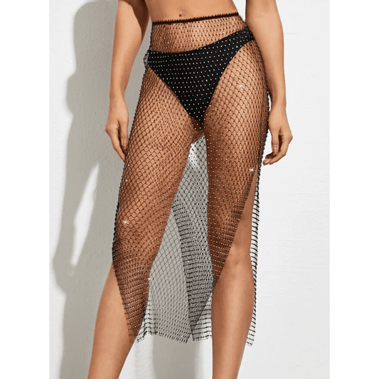Muse Diamante Enchantment - Shimmering Mesh Skirt for Confident Allure
