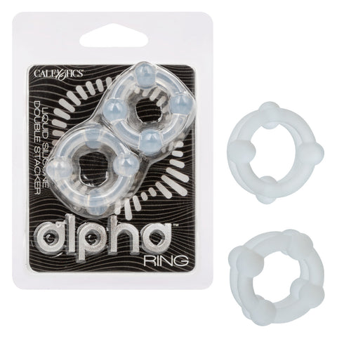 Alpha Liquid Silicone Double Stacker Cock Ring - Cock Ring Sets