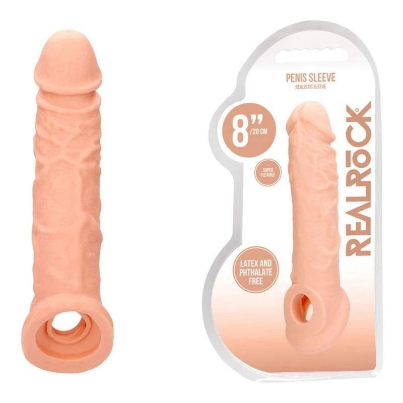 REALROCK 8'' Realistic Penis Extender with Ring - Penis Sleeves and Extenders