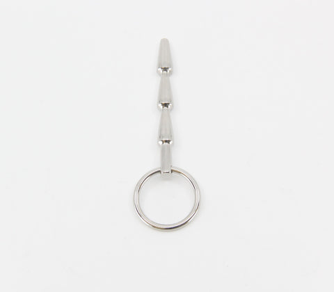 Solid Ridged Penis Plug With Ring by Love In Leather - Urethral Sounds