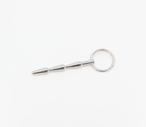 Solid Ridged Penis Plug With Ring by Love In Leather - Urethral Sounds