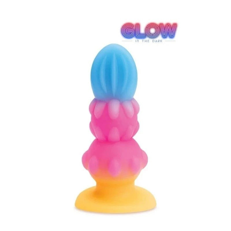 Glow-in-Dark Alien Pleasure Anal Plug - 3 Textured Sections - Butt Plugs