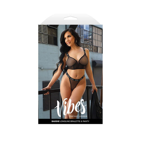 Vibes Baddie Longline Bralette Panty by Fantasy Lingerie - Bras and Bra Sets