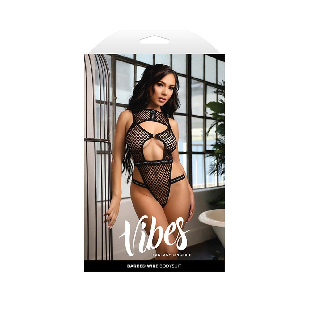 Rebel Chic Fishnet Bodysuit - Barbed Wire Elegance - Bras and Bra Sets