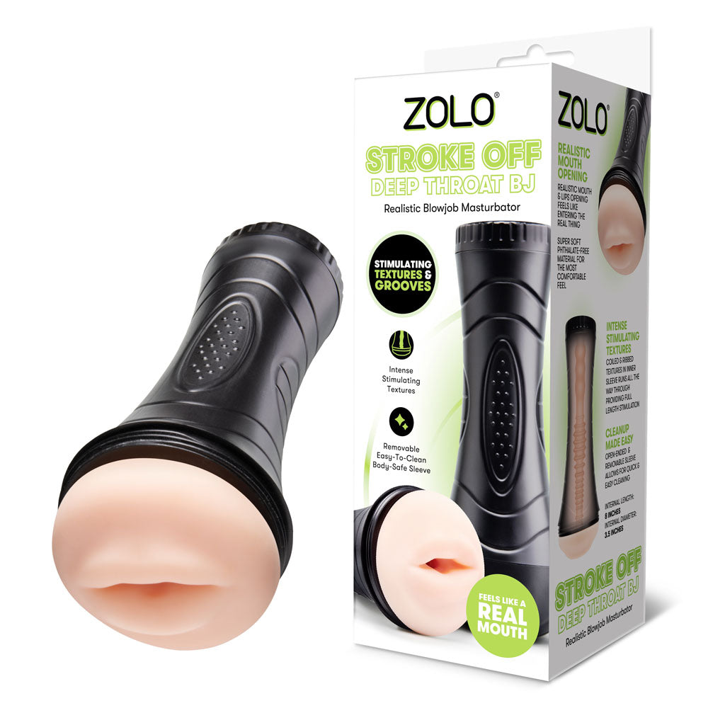 Zolo STROKE OFF Deep Throat BJ Realistic Mouth Stroker - Masturbators and Strokers