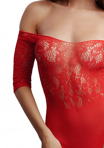 Le Desir Crotchless Rhinestone Sexy Teddy by Shots Toys - Teddies and Bodysuits