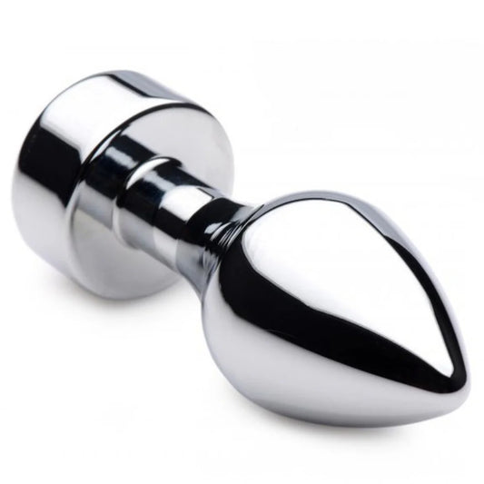 Aluminium Butt Plug With Diamond Bright Silver