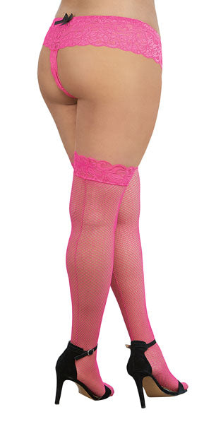 Dreamgirl Back Seam Thigh High Fishnet Leg Stockings Queen - Fishnet and Thigh Highs