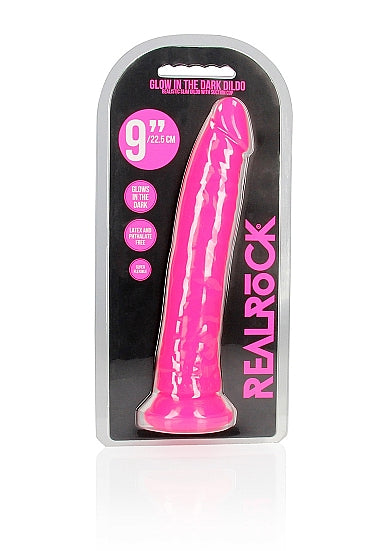Shots Toys 9 Inch Slim Glow in the Dark Neon Dildo - Realistic Dildos