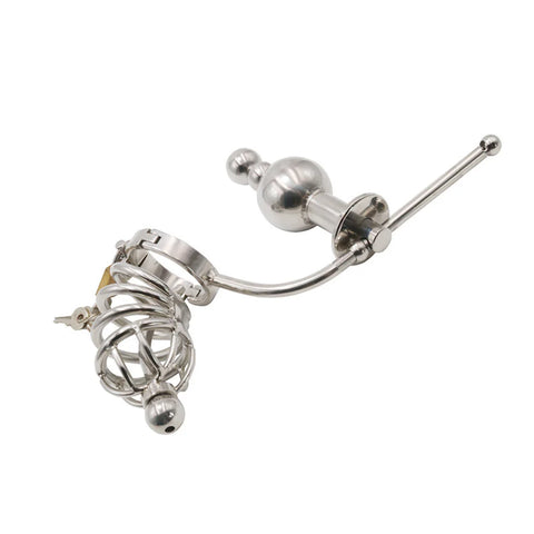 Chastity Cage Urethral Tube With Anal Plug by BDStyle - Male Chastity