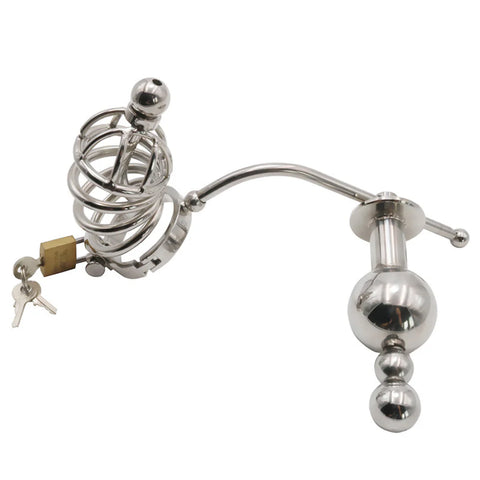 Chastity Cage Urethral Tube With Anal Plug by BDStyle - Male Chastity
