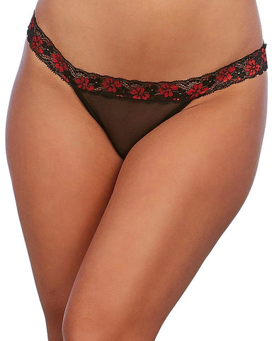 Scalloped Cross Dye Lace and Mesh Panty - G-Strings, Panties and Shorts