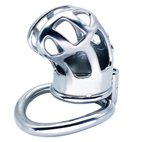 Hex Screw Bent Cock Lock Steel Cage by BDStyle - Male Chastity