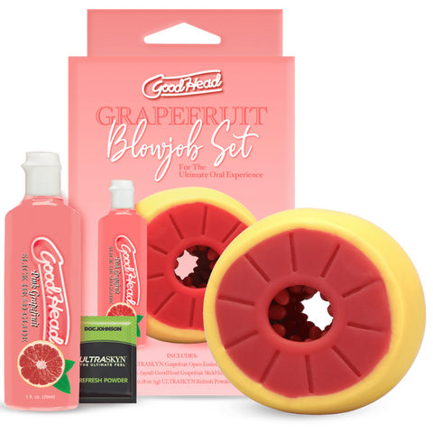 Grapefruit Blowjob Masturbator Set by Doc Johnson - Masturbators and Strokers