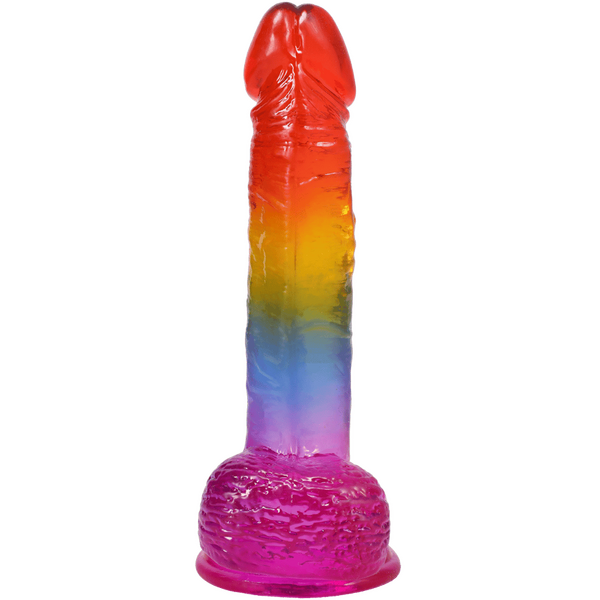 Doc Johnson Crystal Jellies Realistic Cock with Balls Rainbow - Realistic Dildos