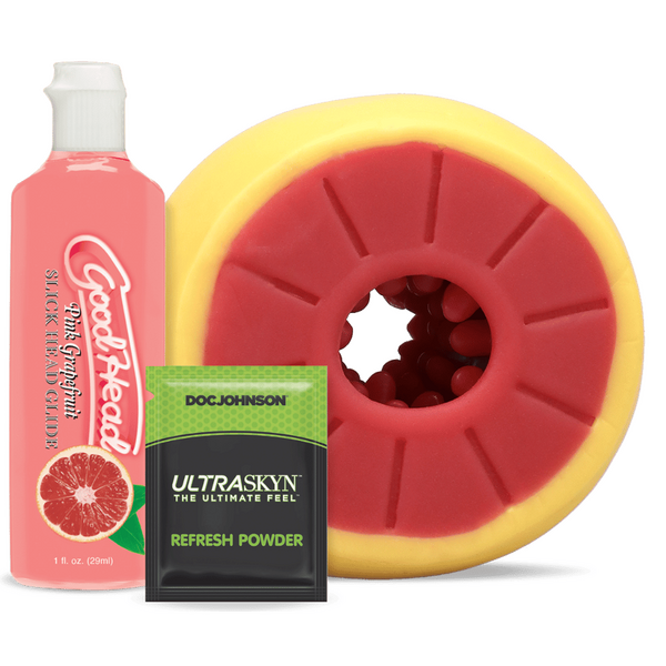 Doc Johnson Grapefruit Blowjob Stroker Set (Yellow, Pink) - Masturbators and Strokers
