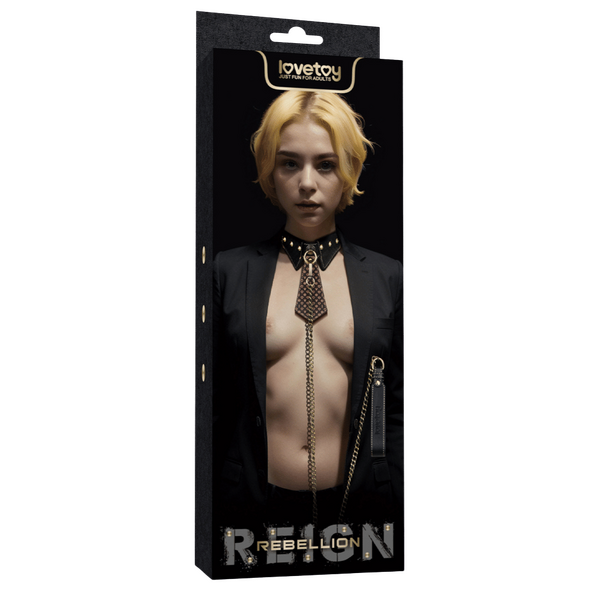 Lovetoy Rebellion Reign Bondage Collar and Leash - Collars and Leads