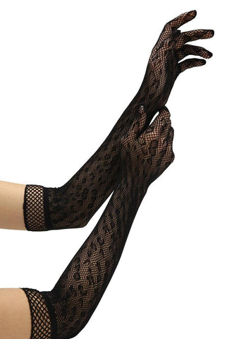 Leopard Lace Opera Glove by Baci Lingerie - Wigs and Gloves