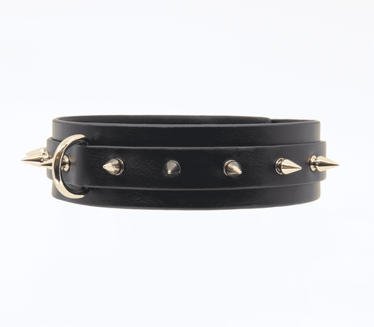 Love In Leather Spiked Faux Leather Bondage Collar