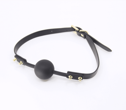 Studded Gag With Silicone Ball by Love In Leather - Bondage Gags and Bits