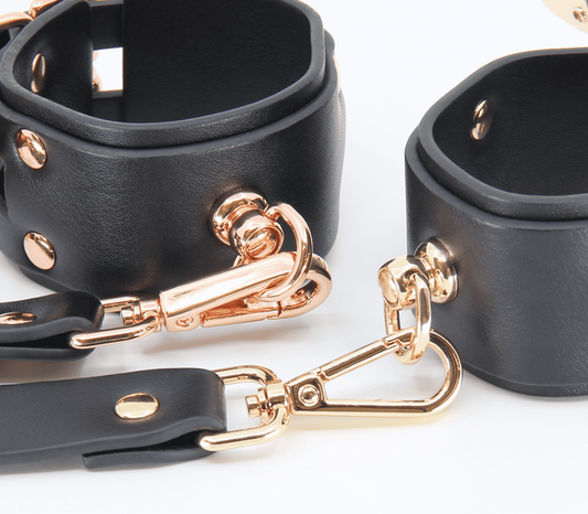 Love In Leather Dual-Strap Bondage Cuffs - Unparalleled Security and Comfort