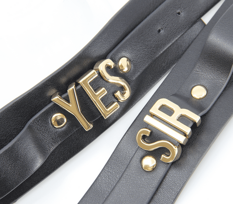 Yes Sir Faux Leather Wrist Cuffs by Love In Leather - Cuffs And Restraints