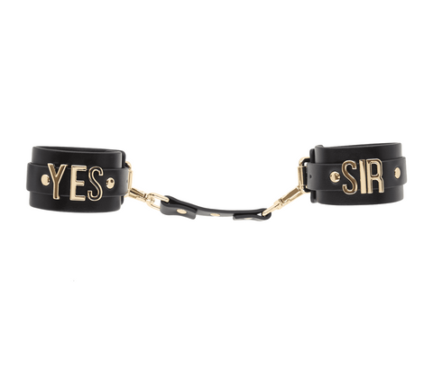 Yes Sir Faux Leather Wrist Cuffs by Love In Leather - Cuffs And Restraints
