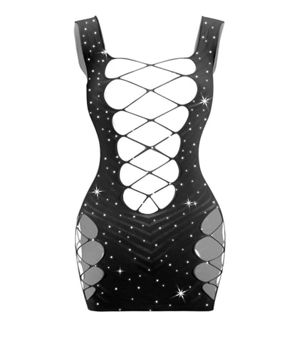 Sexy Womens Rhinestone Sleeveless Dress by Love In Leather - BabyDolls And Chemises