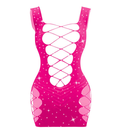 Sexy Womens Rhinestone Sleeveless Dress by Love In Leather - BabyDolls And Chemises