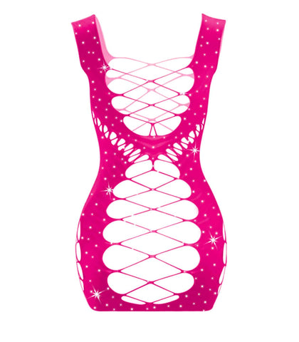 Sexy Womens Rhinestone Sleeveless Dress by Love In Leather - BabyDolls And Chemises