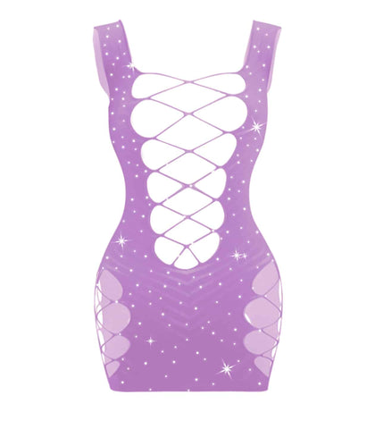 Sexy Womens Rhinestone Sleeveless Dress by Love In Leather - BabyDolls And Chemises