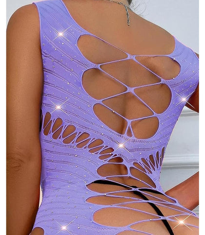 Sexy Womens Rhinestone Sleeveless Dress by Love In Leather - BabyDolls And Chemises