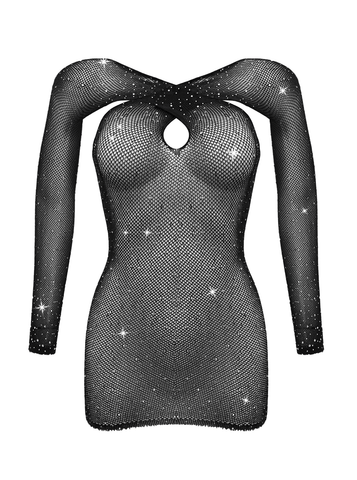 Long Sleeve Womens Rhinestone Dress by Love In Leather - Body Stockings
