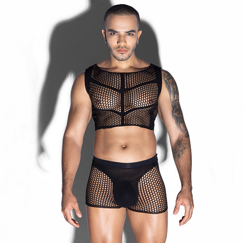 Mens Sleeveless Top Trunks Set by Love In Leather - Mens Briefs And Boxers