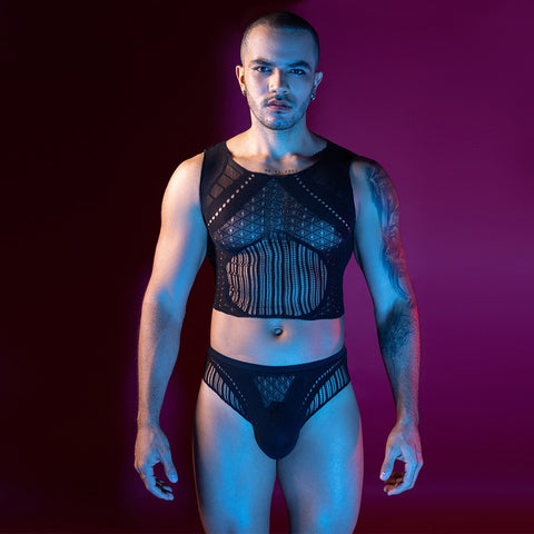 Mens Sleeveless Top Briefs Set by Love In Leather - Mens Briefs And Boxers