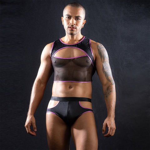 Sleeveless Top Trunks With Cut Outs by Love In Leather - Mens Briefs And Boxers