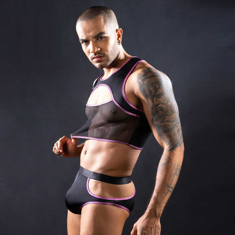 Sleeveless Top Trunks With Cut Outs by Love In Leather - Mens Briefs And Boxers