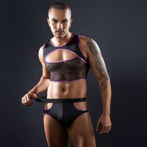 Sleeveless Top Trunks With Cut Outs by Love In Leather - Mens Briefs And Boxers